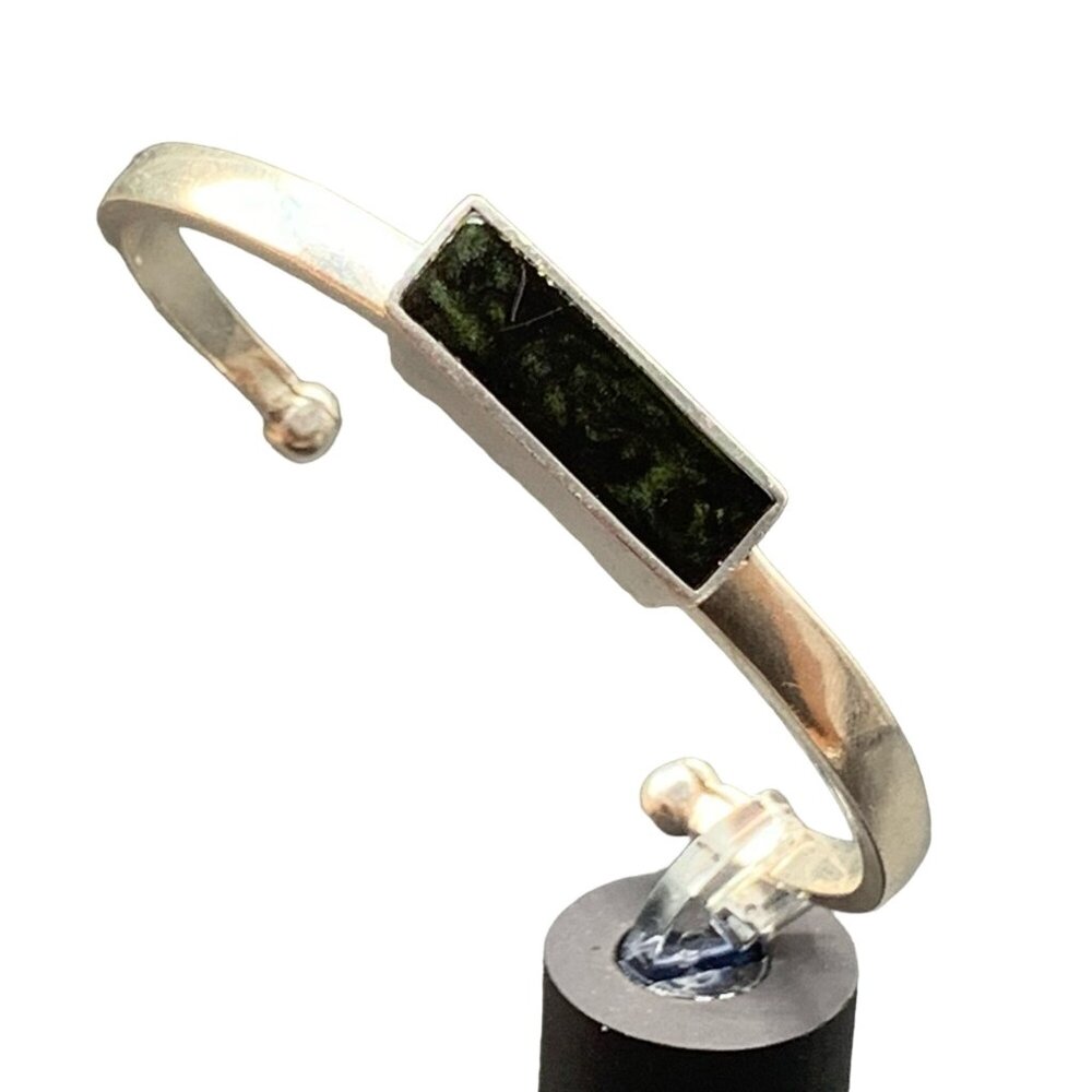 Unusual Sterling Silver & Poured Resin Handcrafted Cuff Bracelet Signed STER PC.